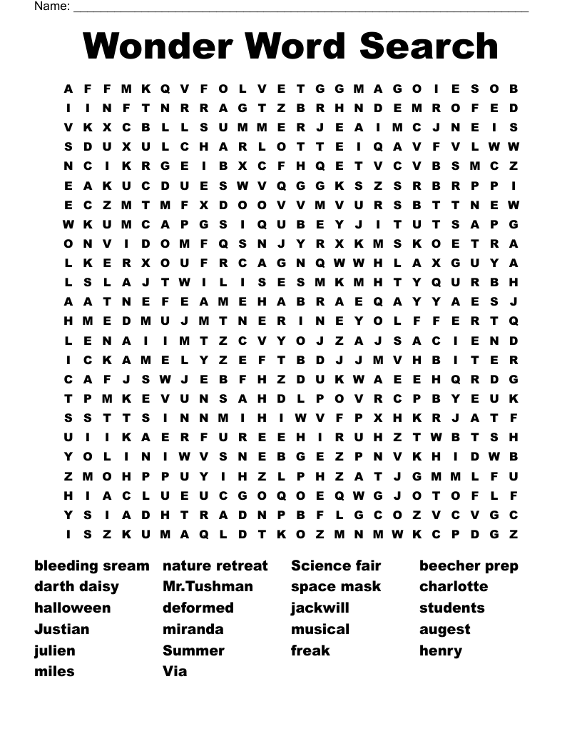Wonder Word Search WordMint