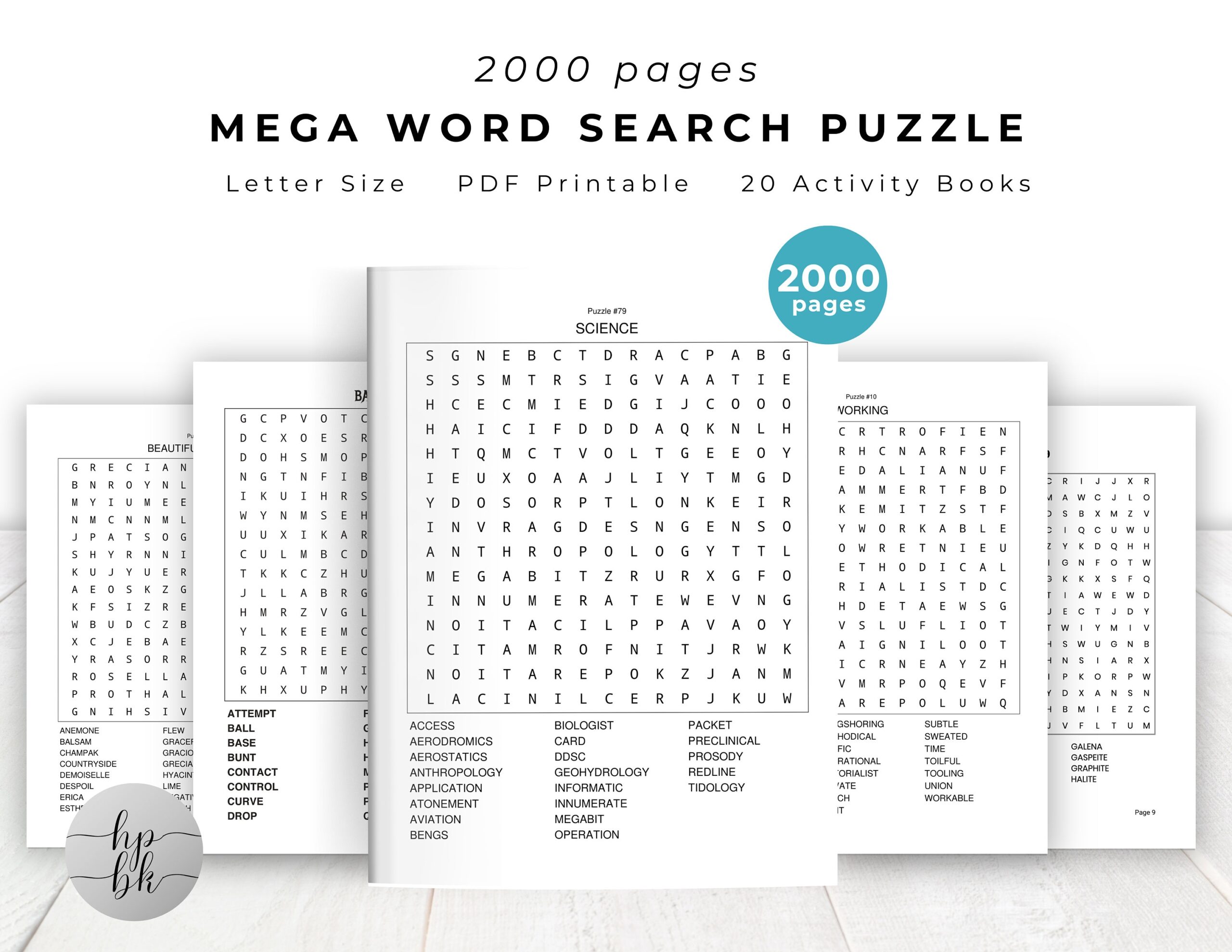 Word Search 2000 Pages Bundle Printable Puzzle Game With Solution 