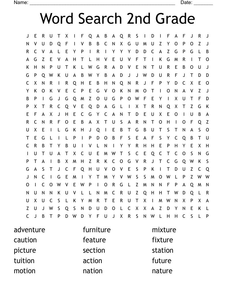 Free Word Search Printables Second Grade