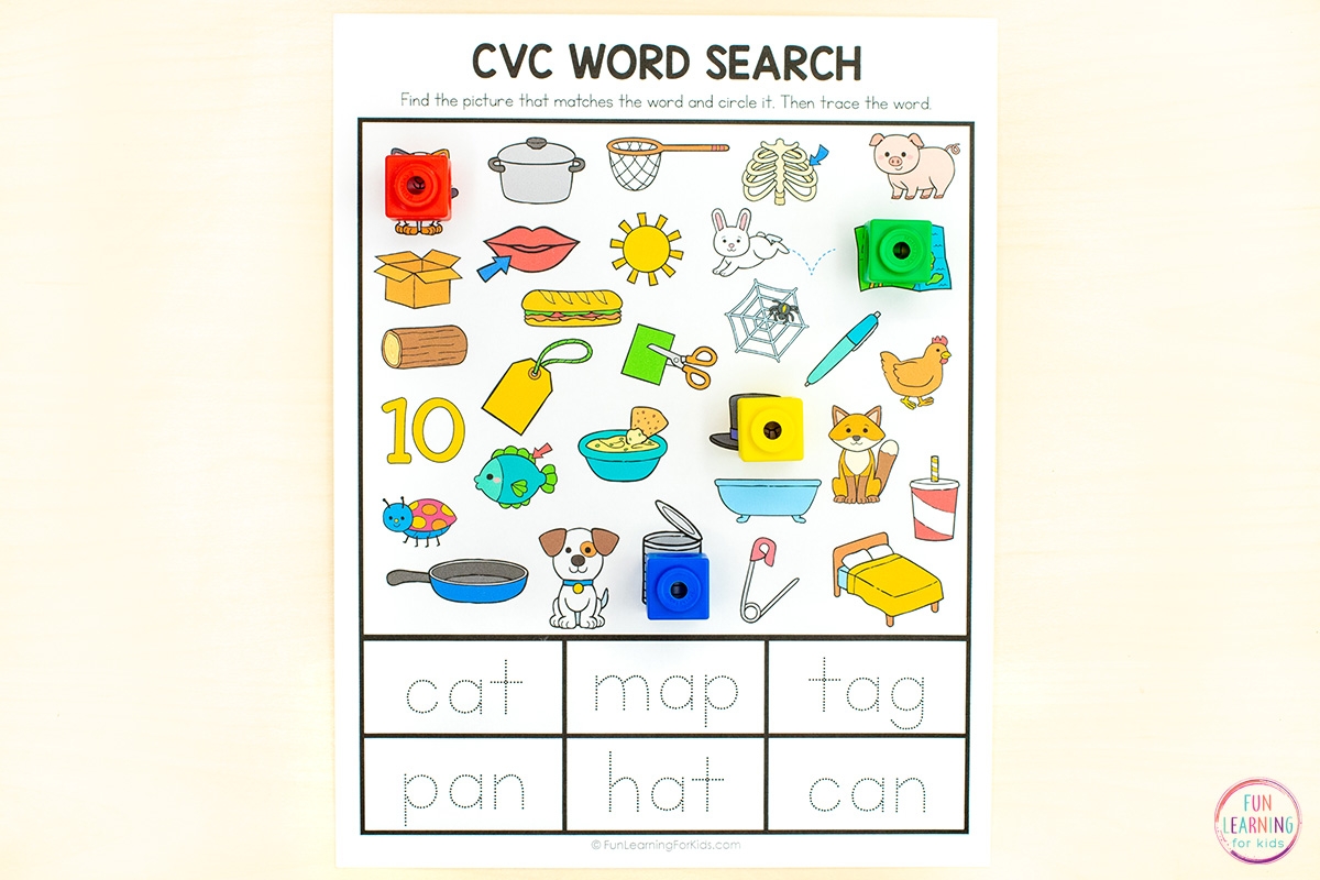 Word Search CVC Worksheets Free Printable