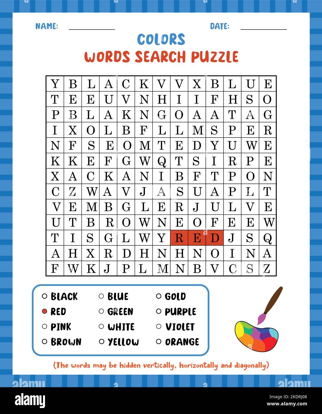 Word Search Game Colors Word Search Puzzle Worksheet For Learning 