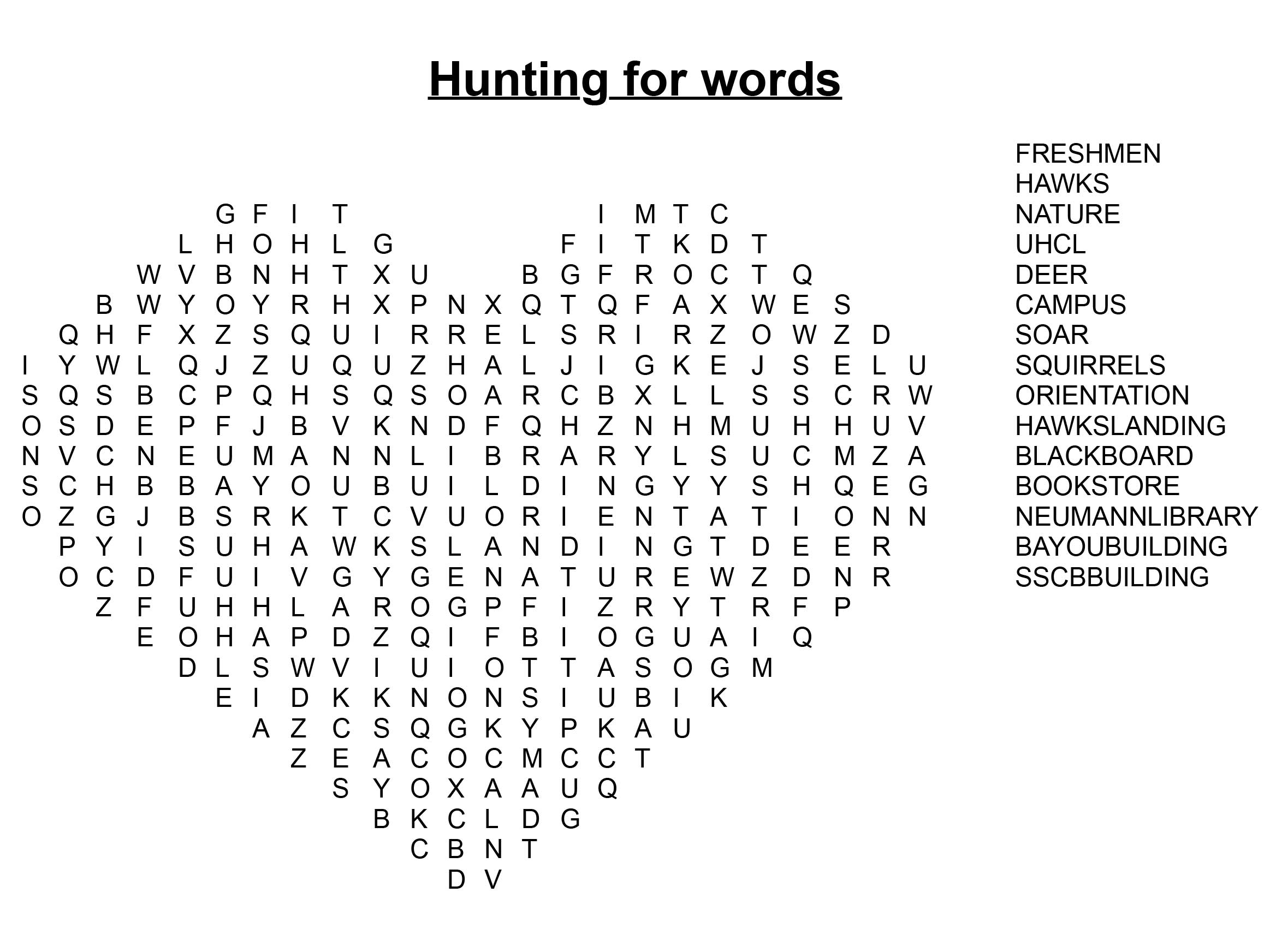 WORD SEARCH Hunting For Words UHCL The Signal