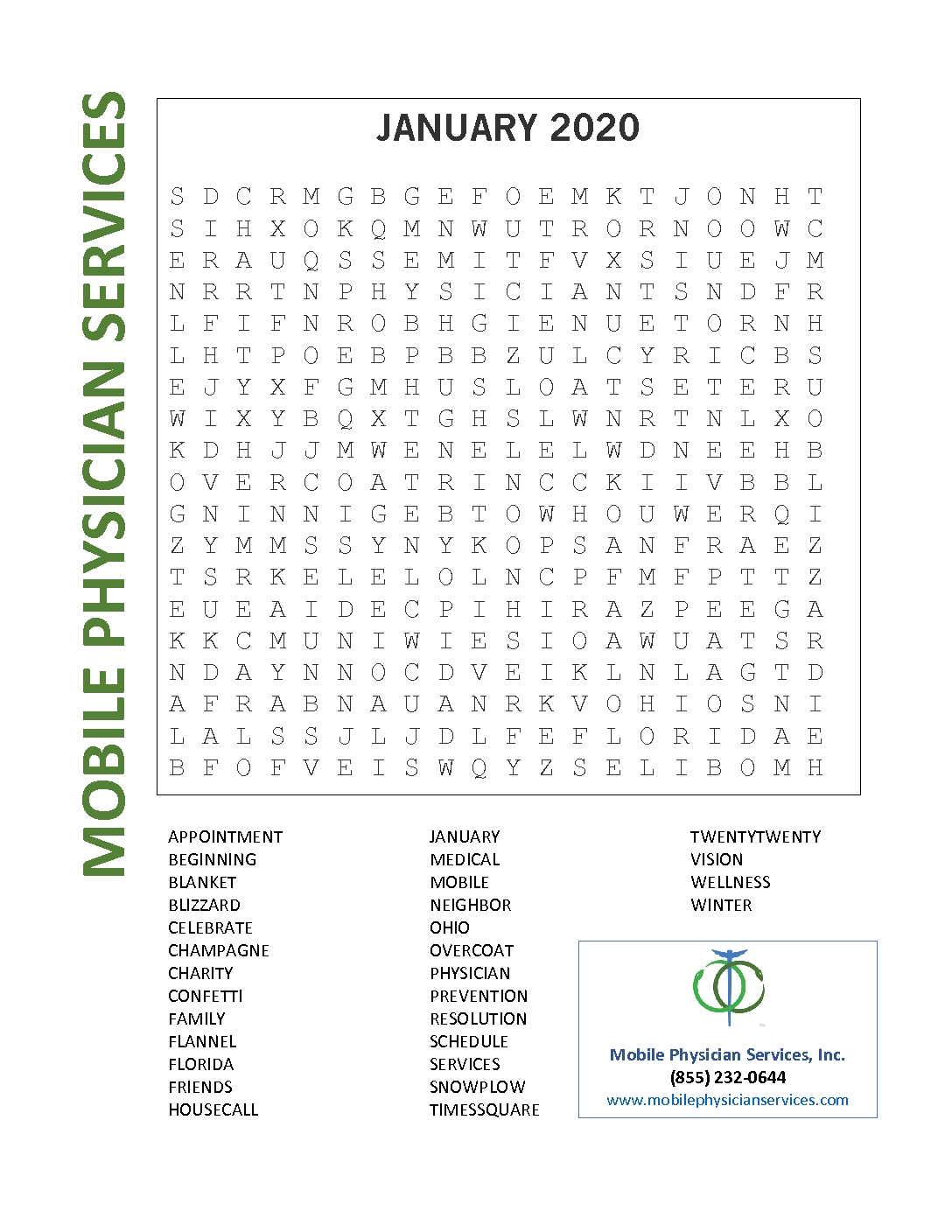 2020 Word Search Printable 2020 Word Search Printable