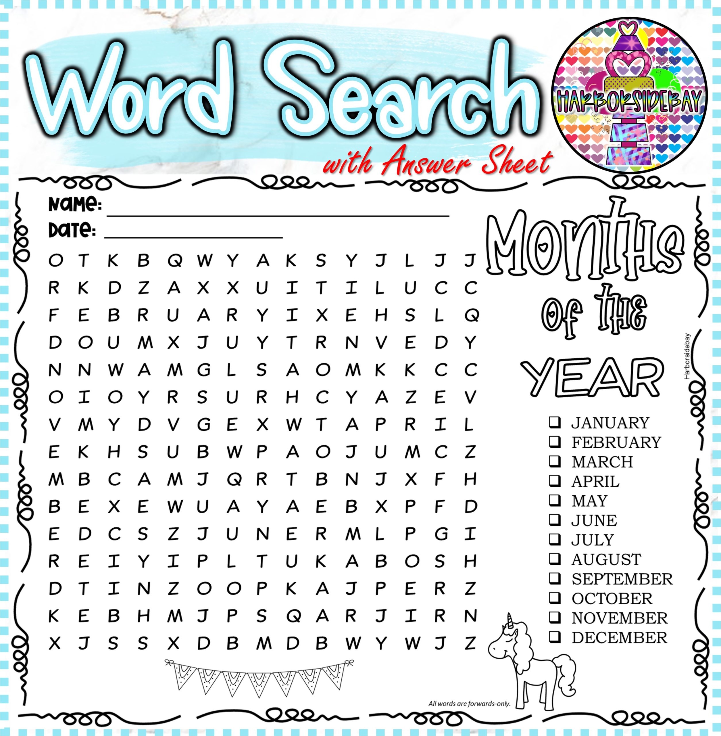 Word Search Months Of The Year Worksheet Made By Teachers