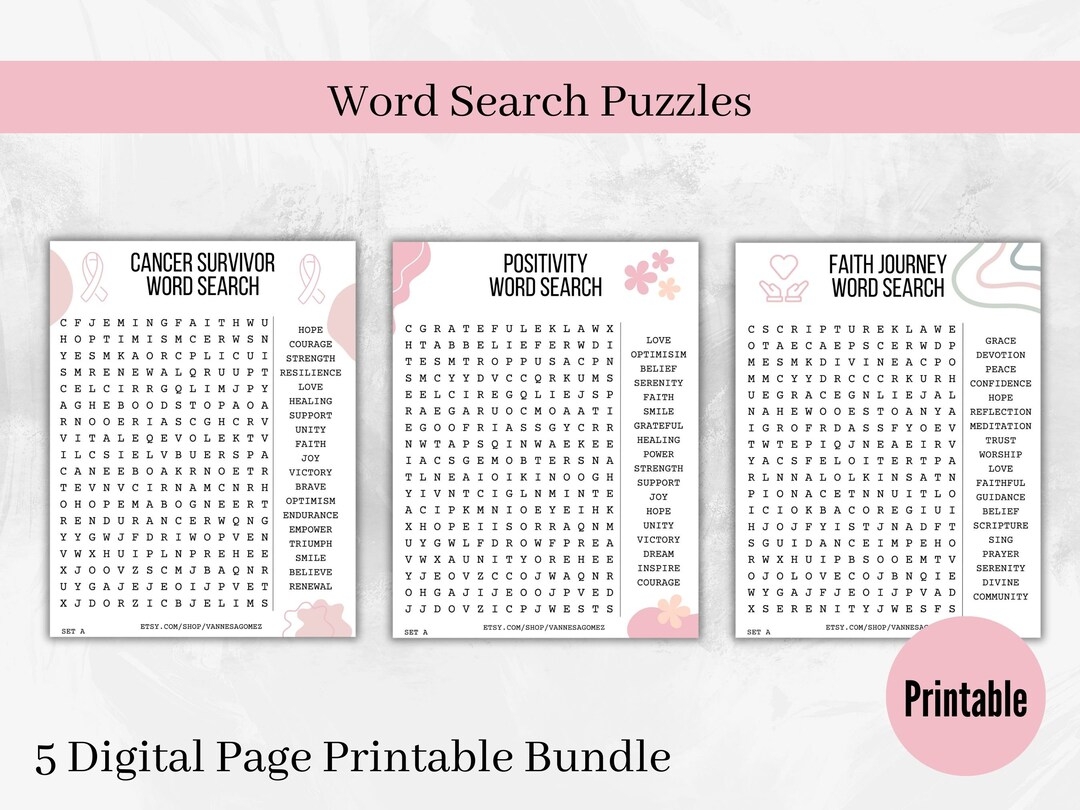 Word Search Printable Puzzle Instant Download 5 page Printable Puzzle Pages Cancer Journey Cancer Survivor Cancer Projects Etsy Word Search Printable Puzzle Instant Download 5 page Printable Puzzle Pages Cancer Journey Cancer Survivor Cancer Projects Etsy