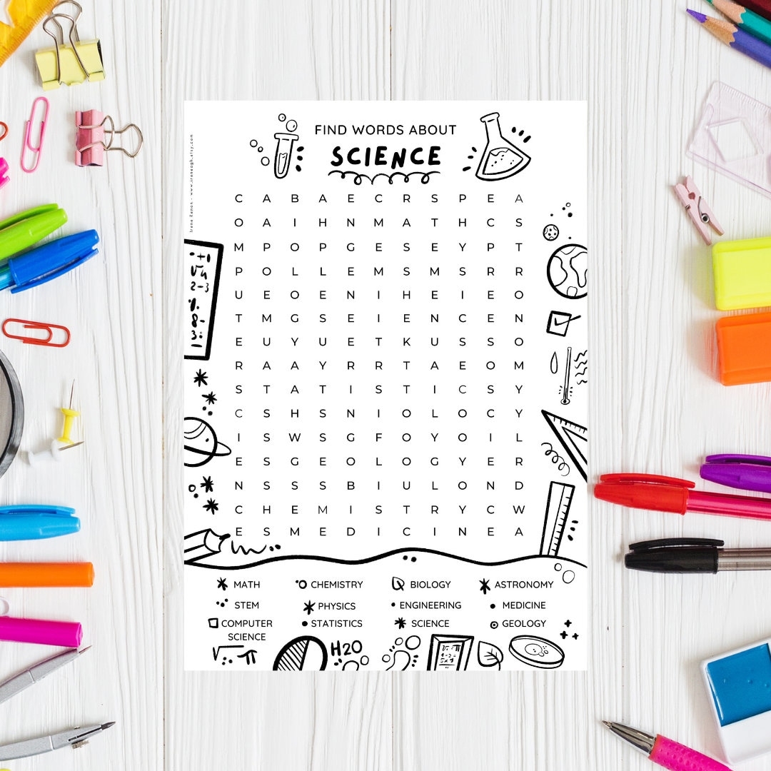 Word Search Printable Science Activity Word Search Word Find Science Puzzle Printable Summer Kid Activity Teaching Materials Coloring Sheet Etsy