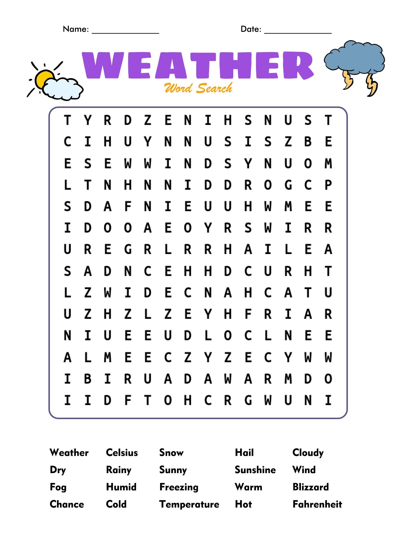 Word Search Puzzle 100 Must Know Words For 1st Grade Worksheets 