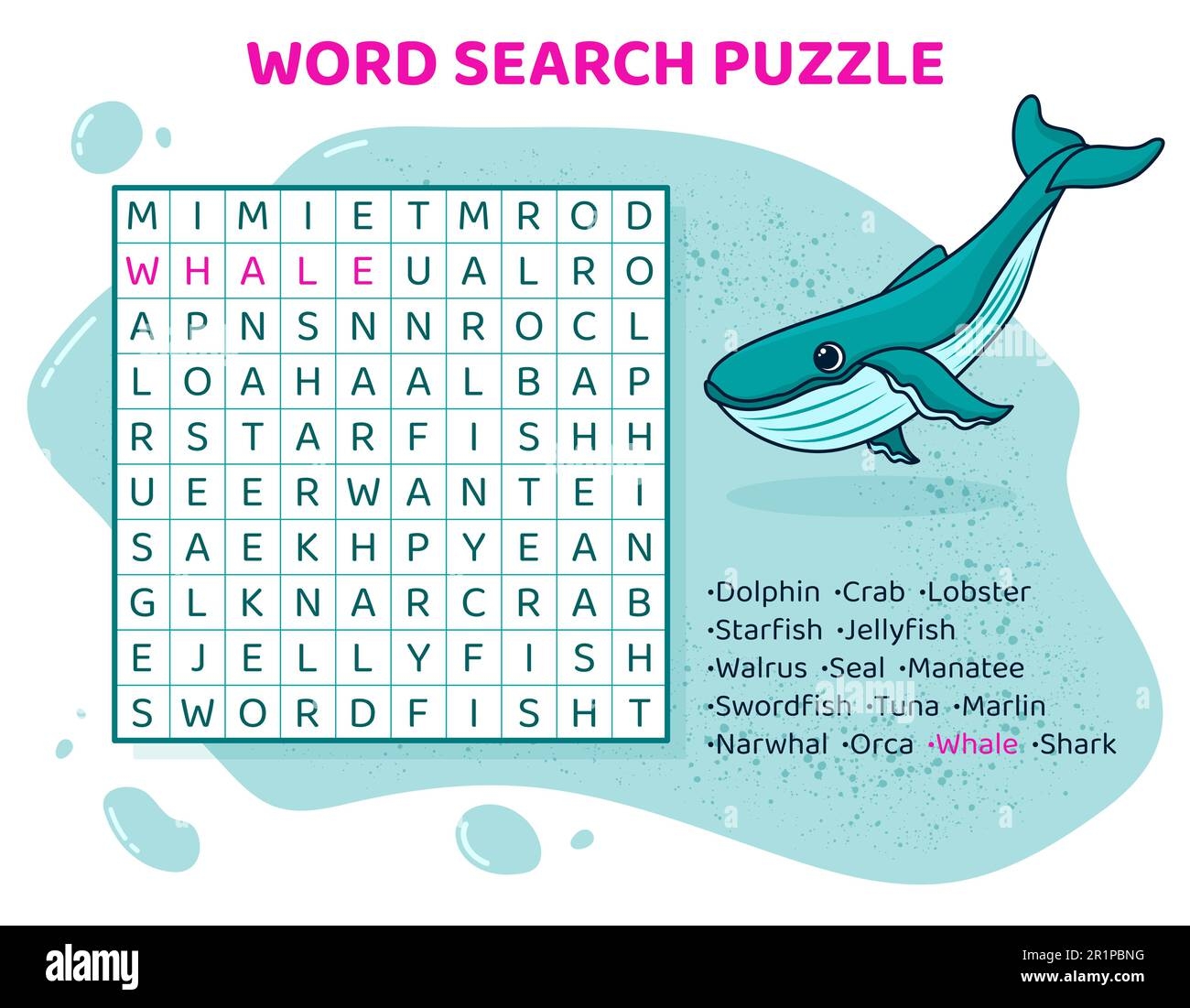 Word Search Puzzle Crossword With Fish Sea Animals Stock Vector Image U0026 Art Alamy