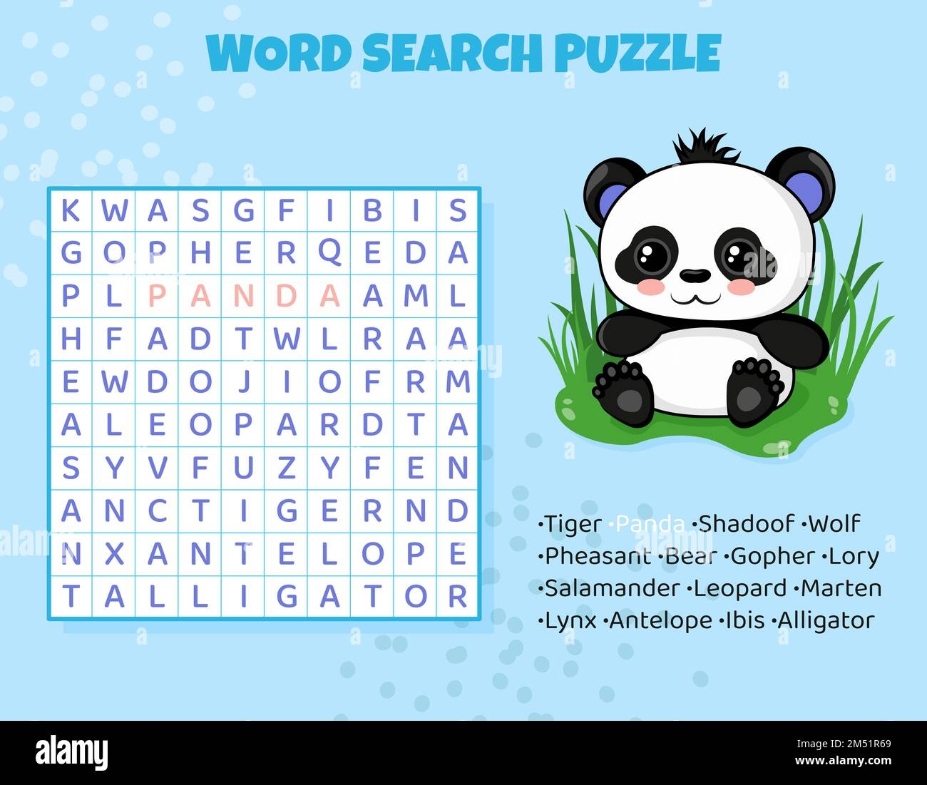Word Search Puzzle For Kids With Asian Animals Stock Vector Image U0026 Art Alamy