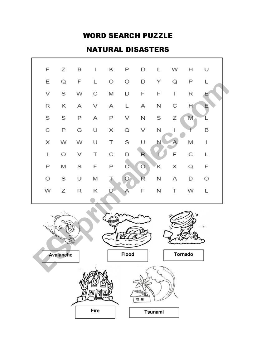 Word Search Puzzle Natural Disasters ESL Worksheet By Moonchild24 Word Search Puzzle Natural Disasters ESL Worksheet By Moonchild24