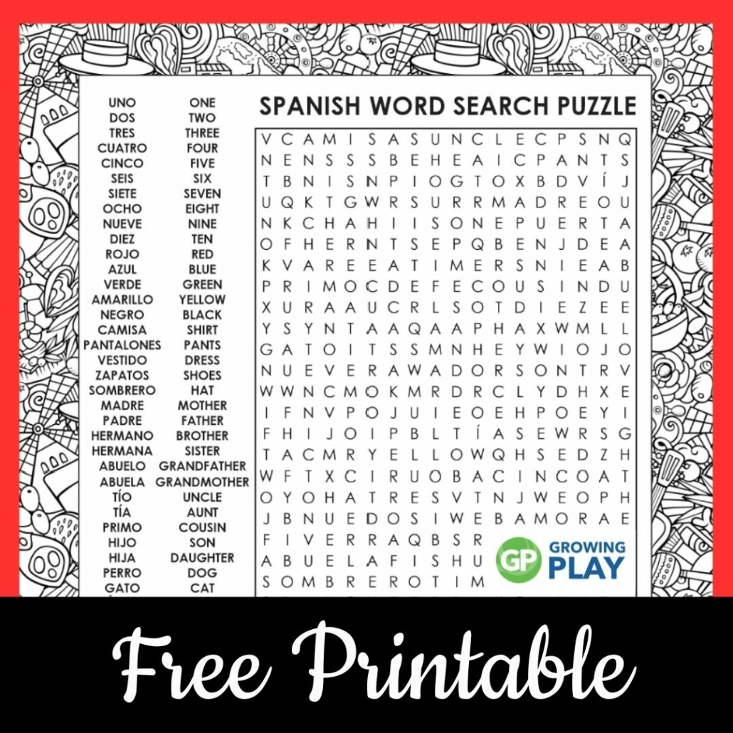 Word Search Spanish Printable FREE Growing Play Word Search Spanish Printable FREE Growing Play