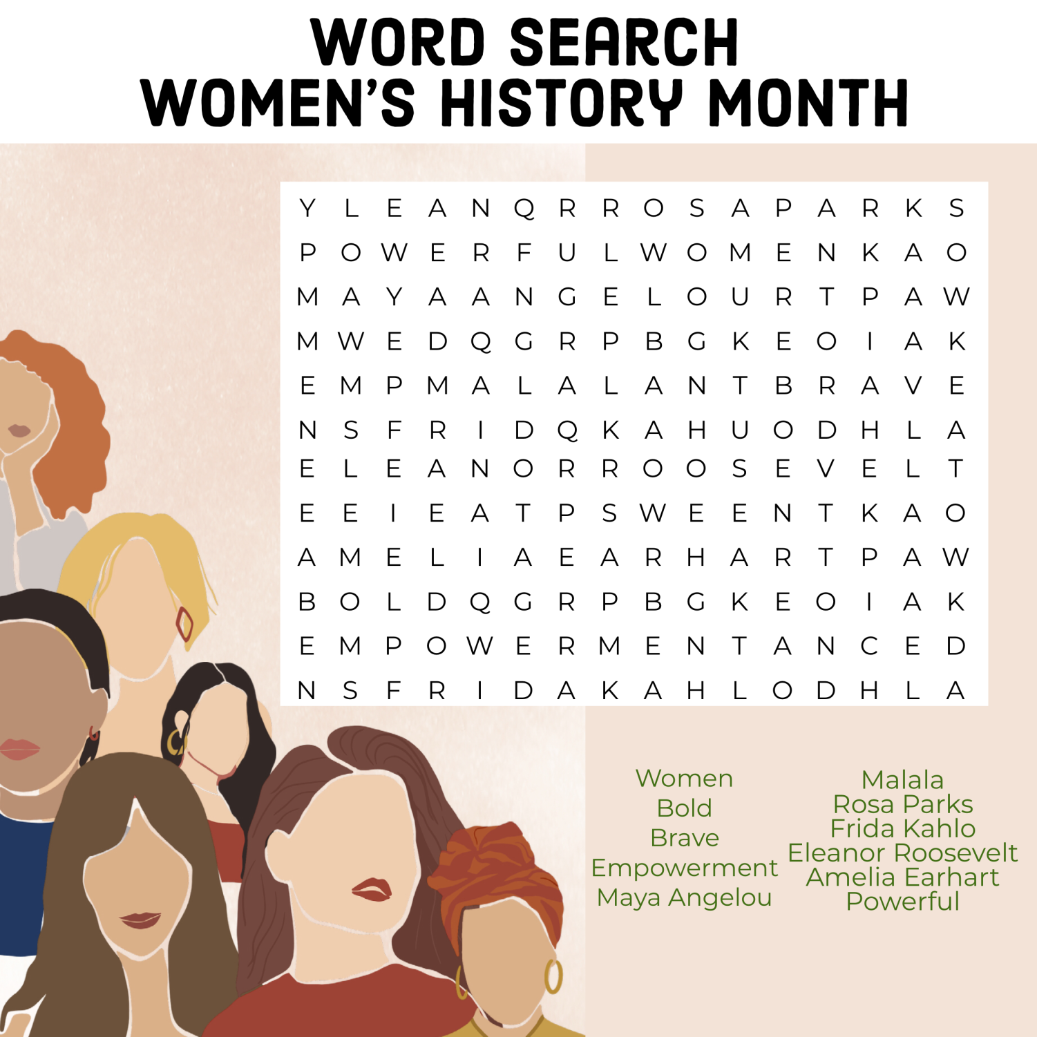 Word Search Women s History Month WKUHerald
