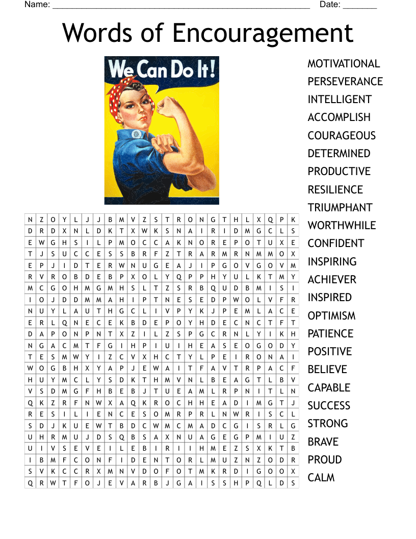 Words Of Encouragement Word Search WordMint