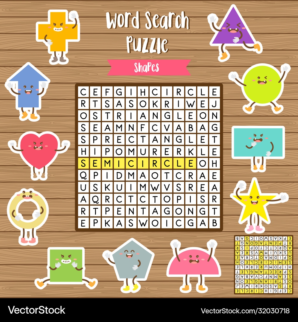 Printable Word Searches For Kids Shapes