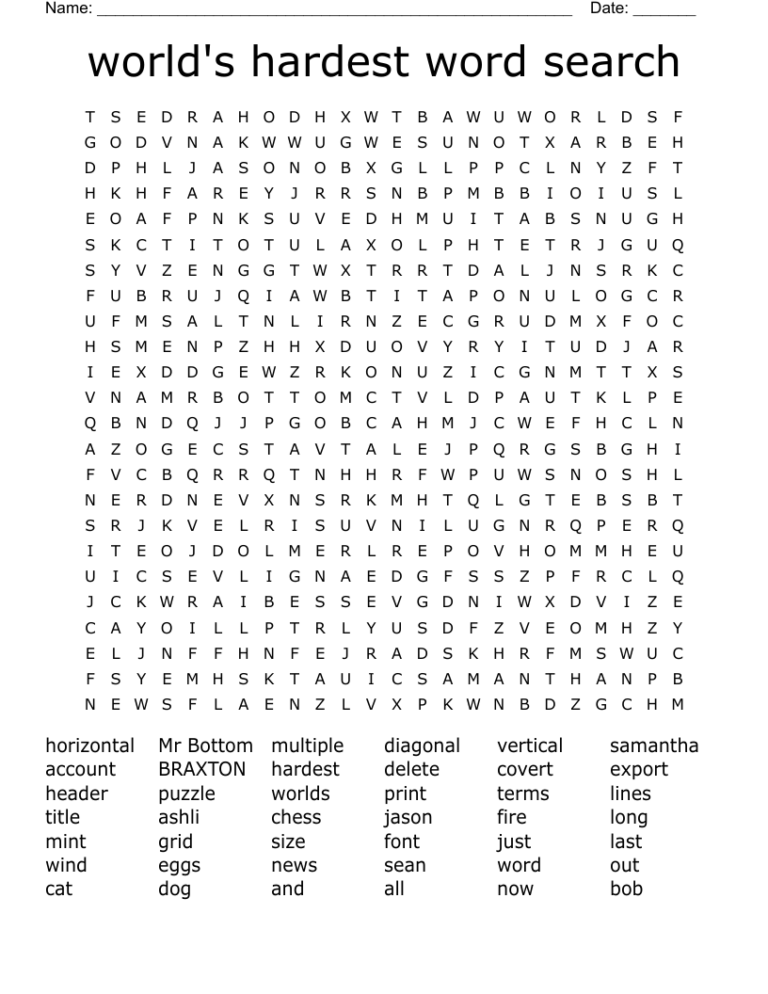 World s Hardest Word Search WordMint