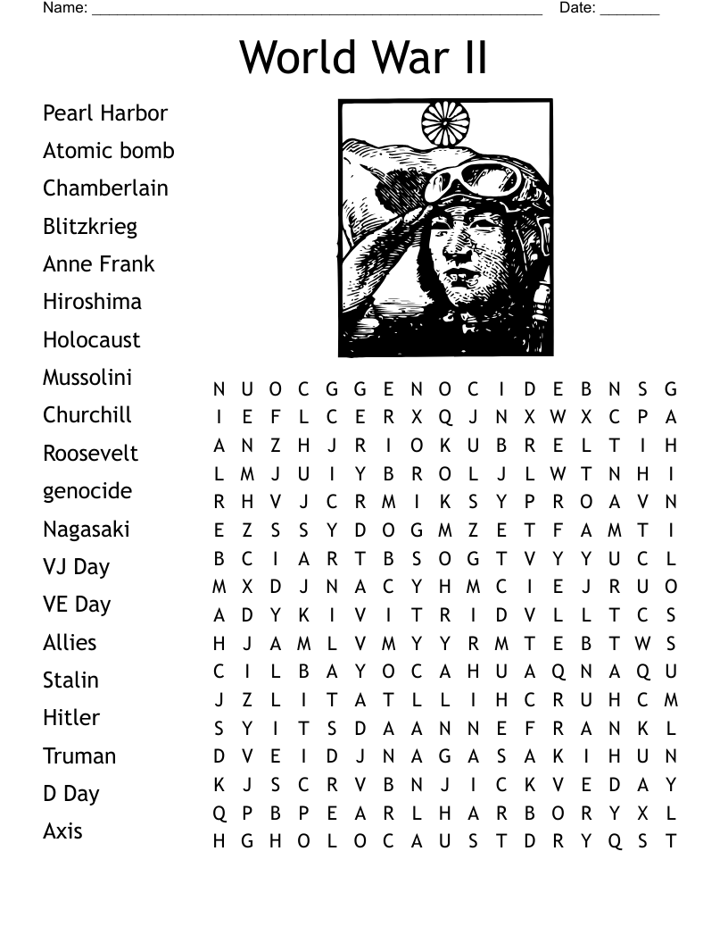 World War II Word Search WordMint