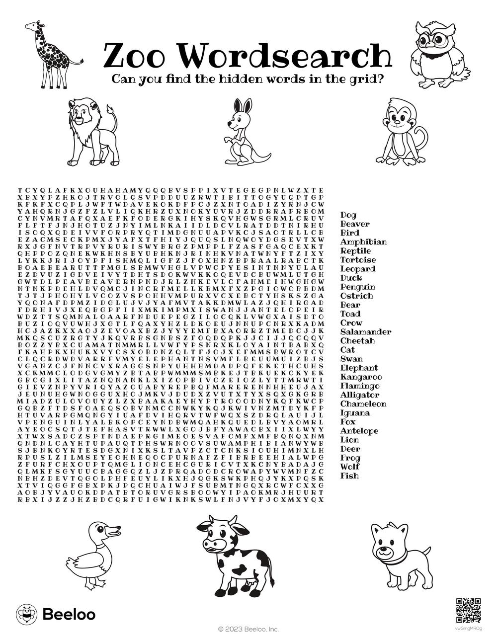Printable Amphibian Word Search
