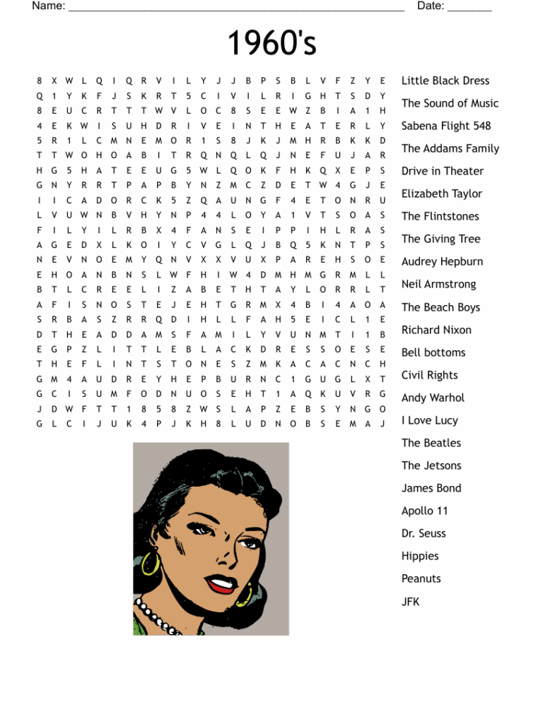 1960 s Word Search WordMint