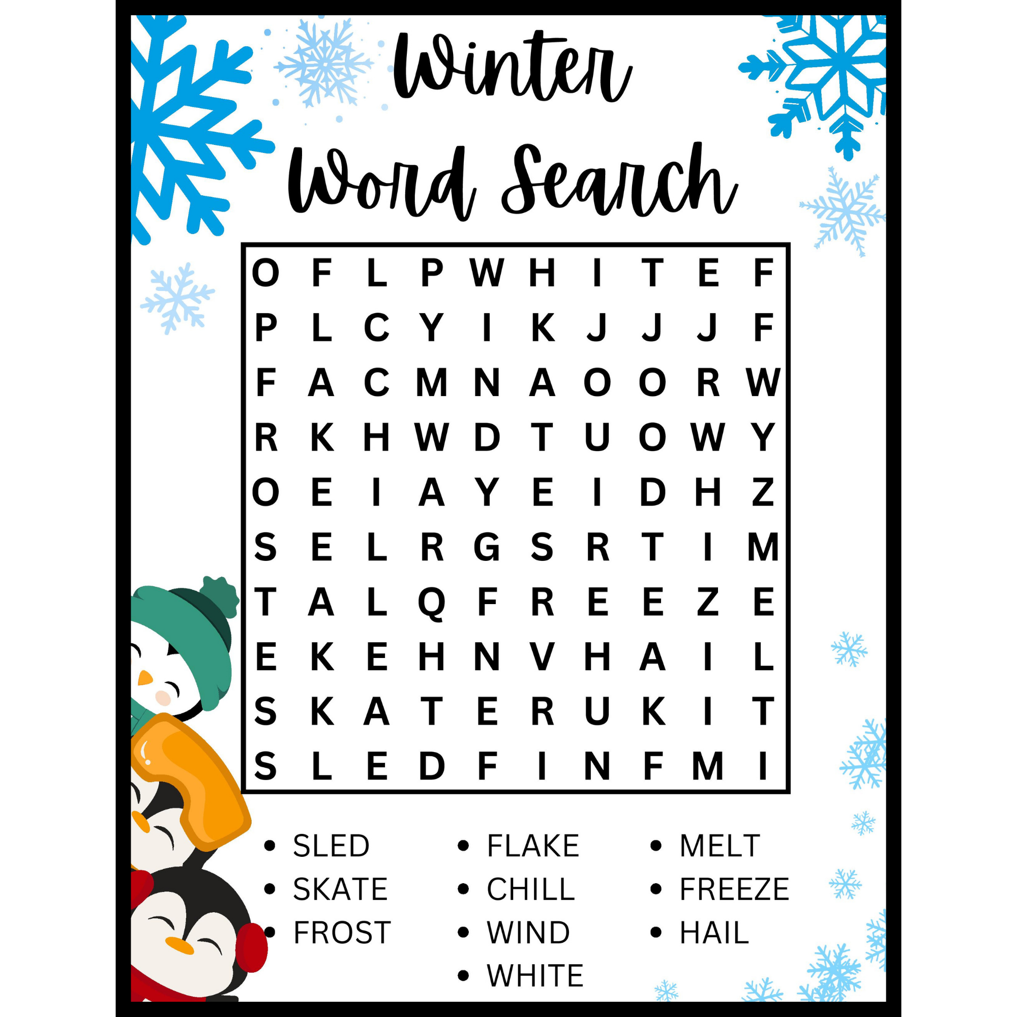 Word Search For Kids Printable