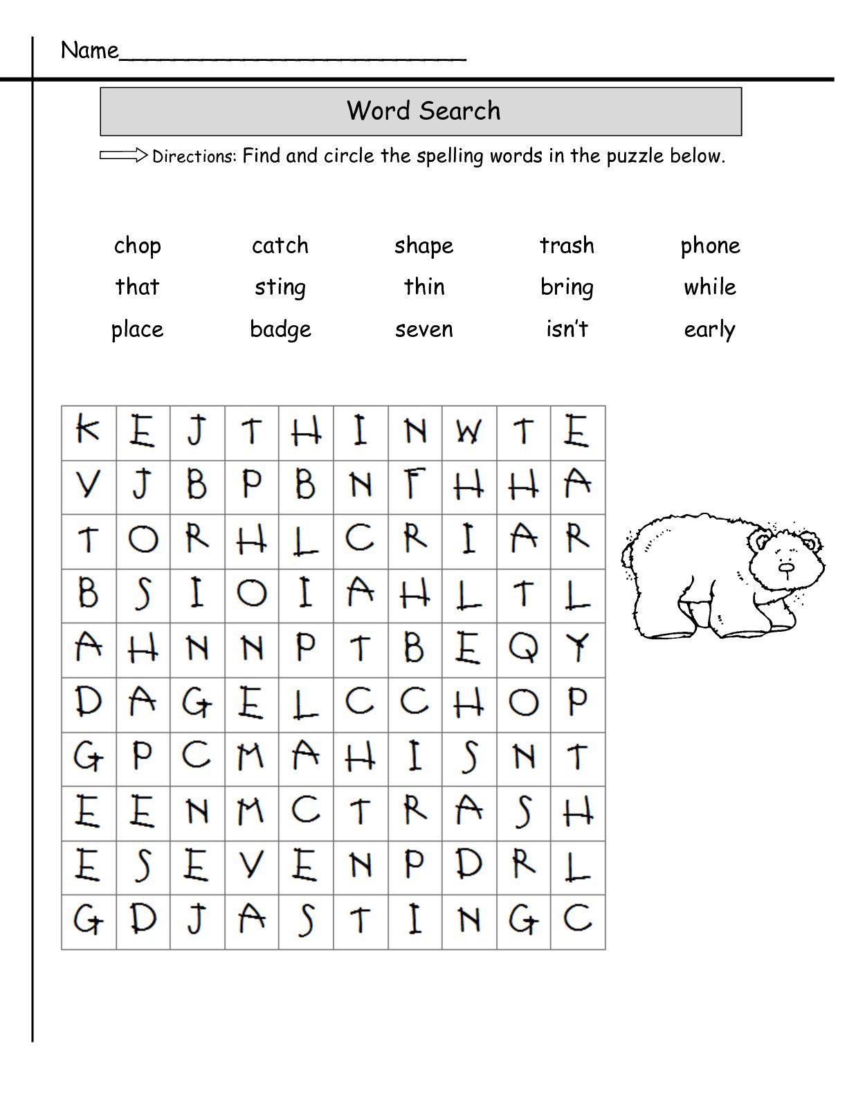 Free Printable 2nd Grade Word Search