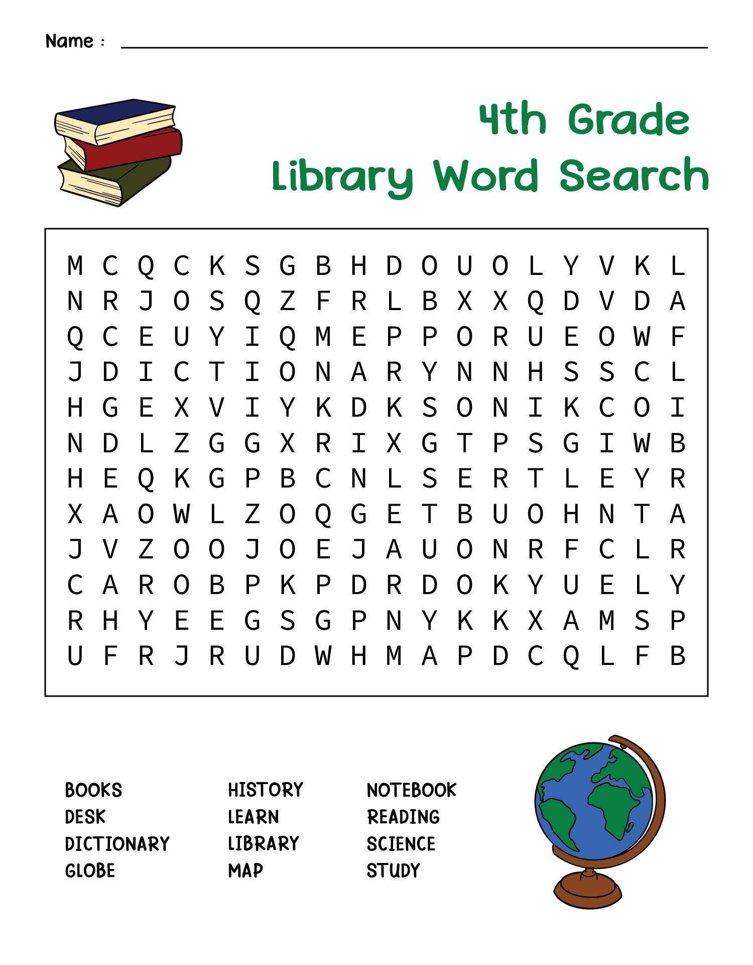 Fourth Grade Word Search Printable