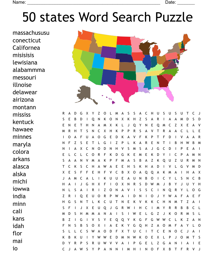50 Word Search Printable