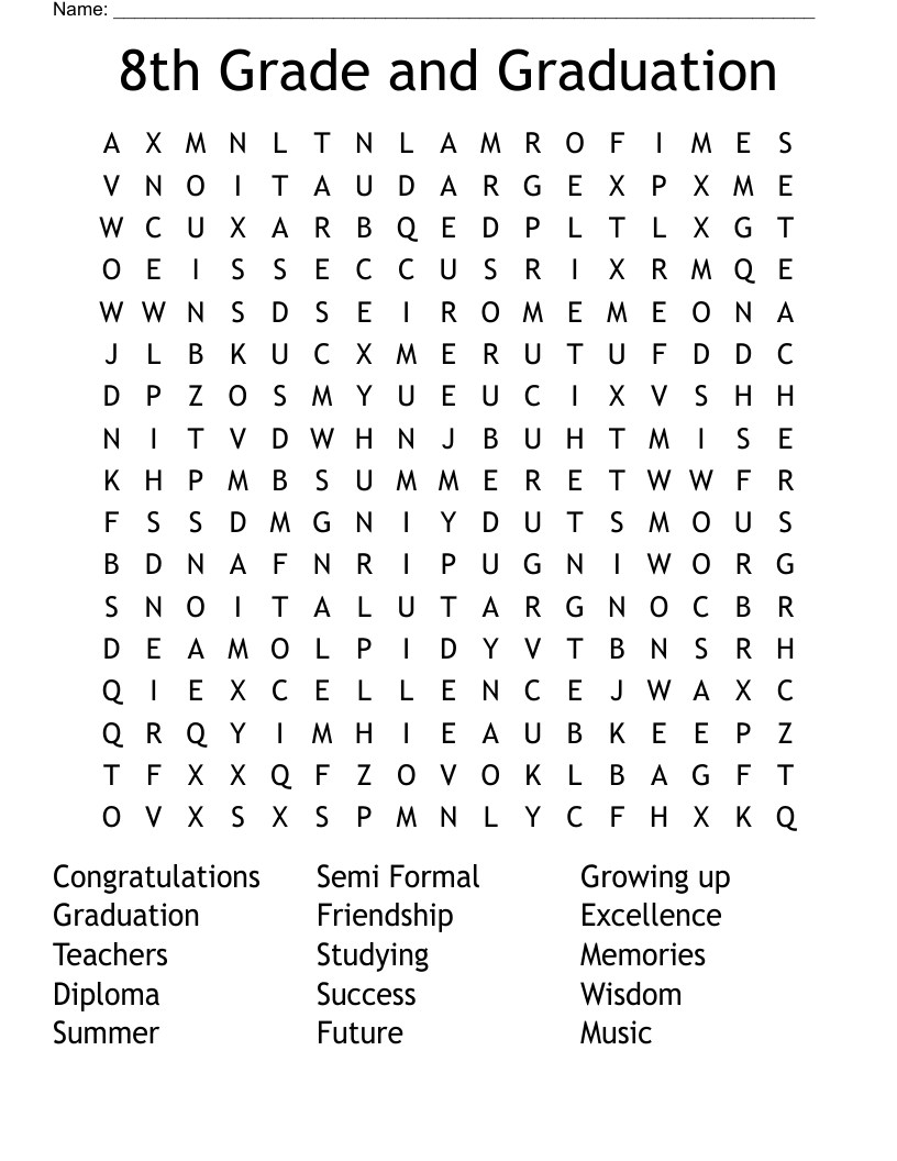 8th Grade Word Search Free Printable