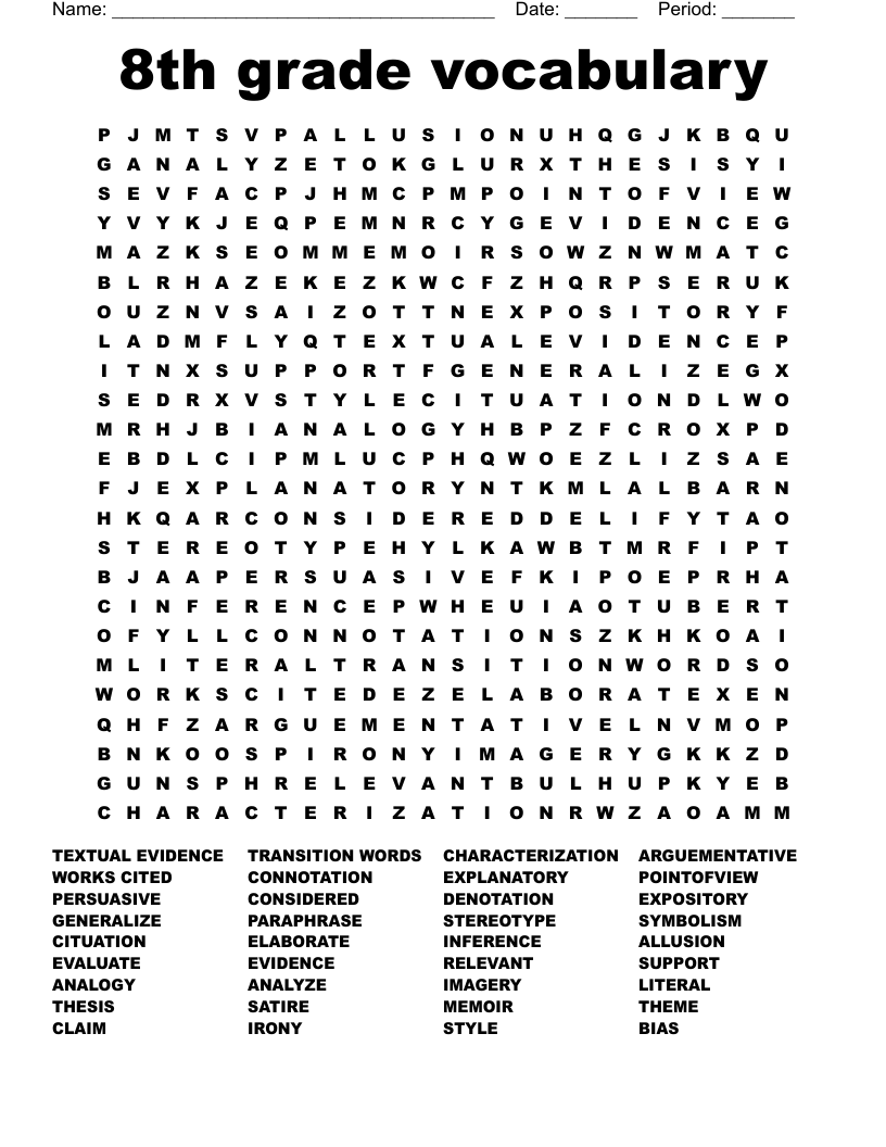 8th Grade Vocabulary Word Search WordMint 8th Grade Vocabulary Word Search WordMint