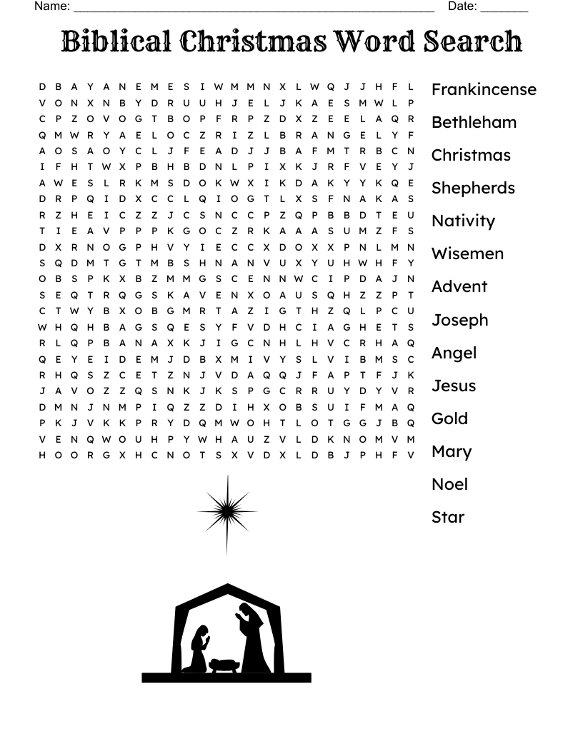 Advent Printable Word Search