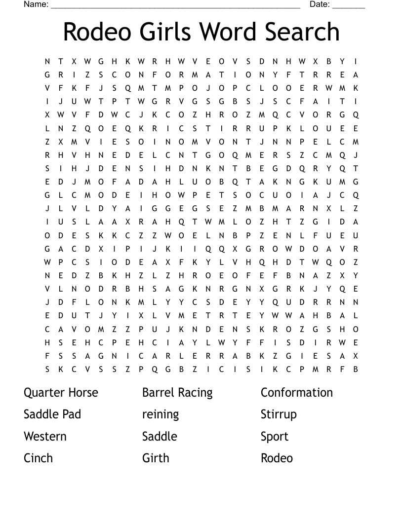AG Horse Tack Word Find Word Search WordMint