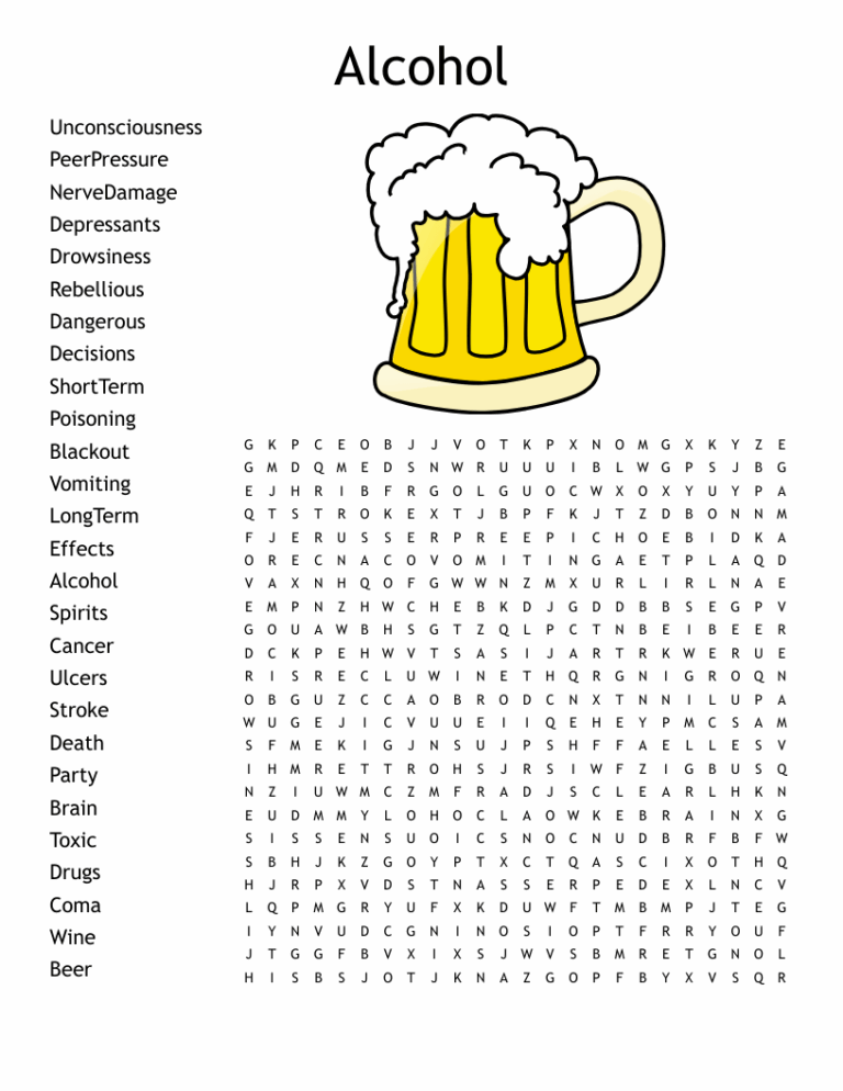 Alcohol Word Search WordMint