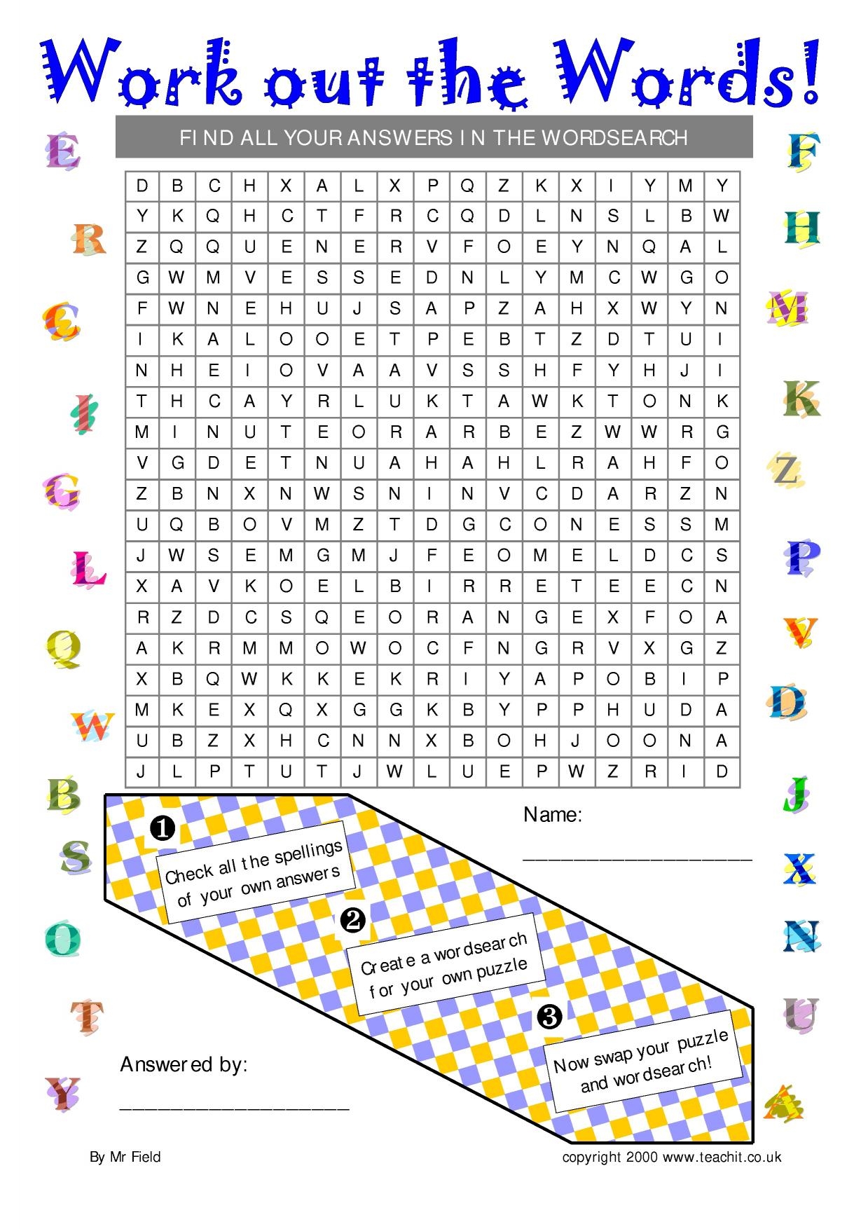 Alphabet Wordsearch KS3 English Teachit