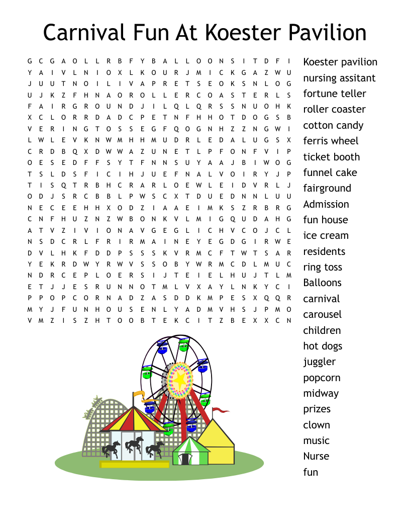 Amusement Park Puzzle Word Search WordMint