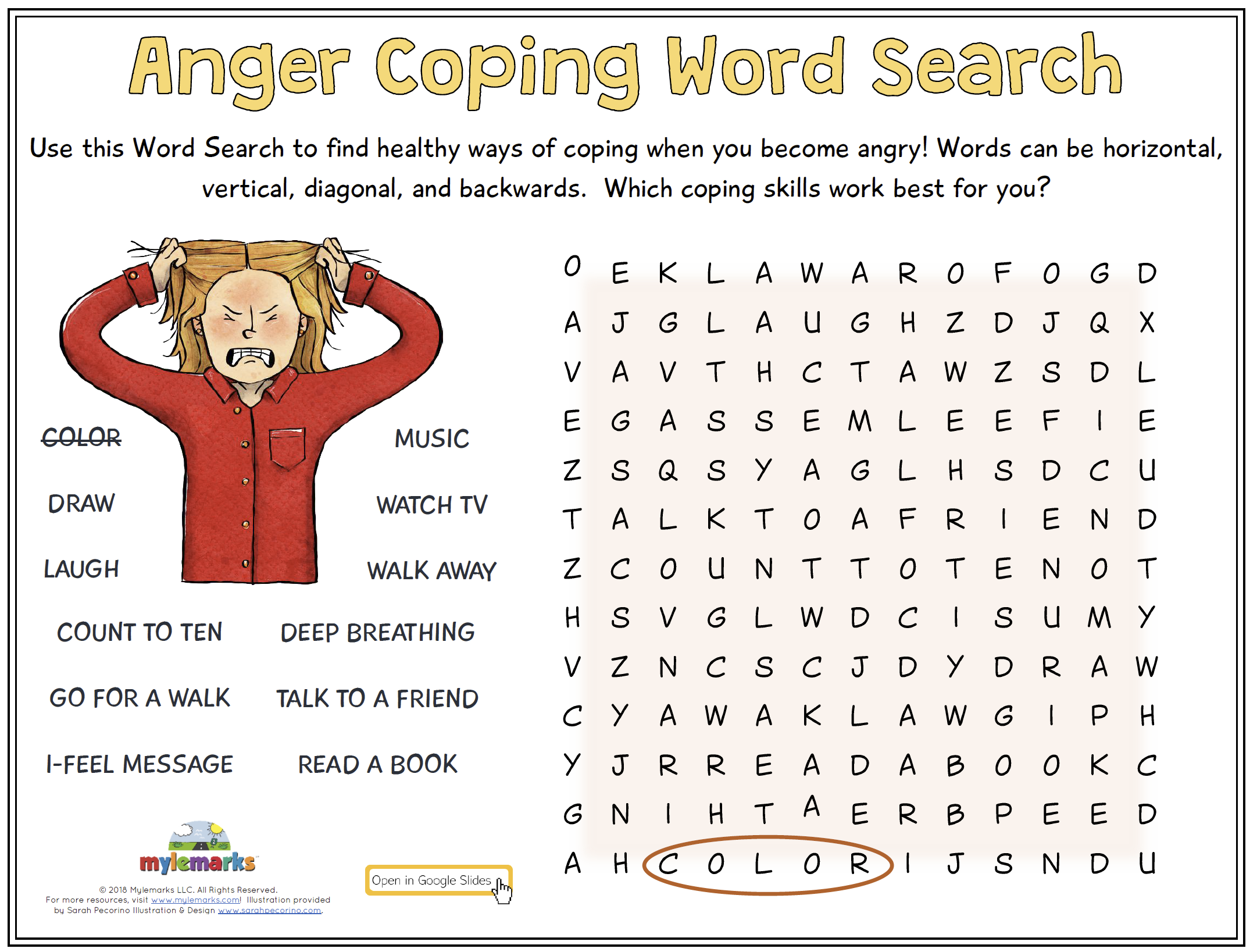 Anger Coping Word Search GS Anger Coping Word Search GS