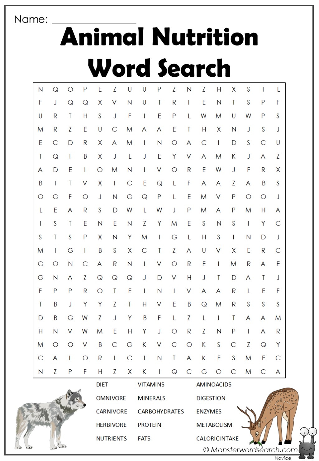 Nutrition Word Search Printable