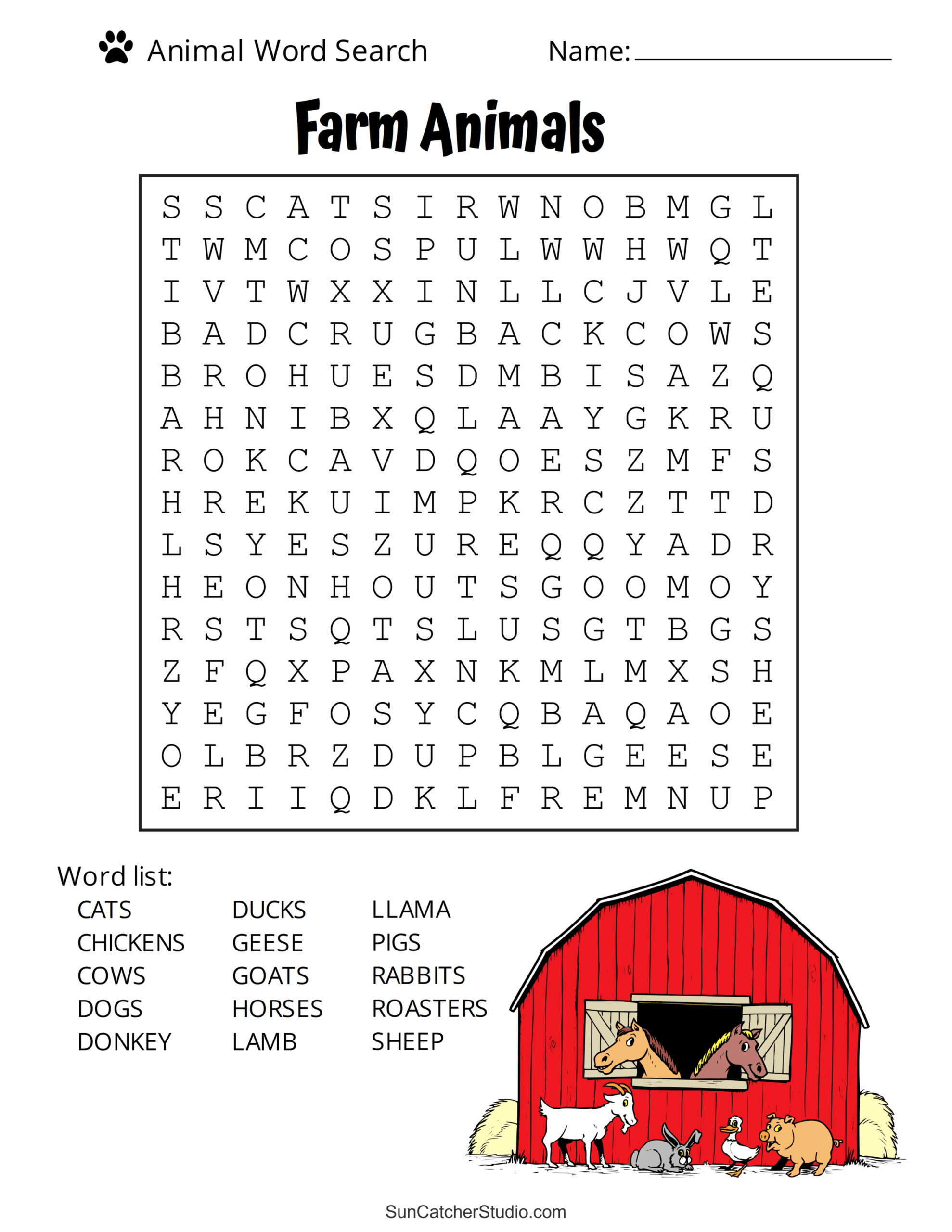 Words Search Printable Worksheets