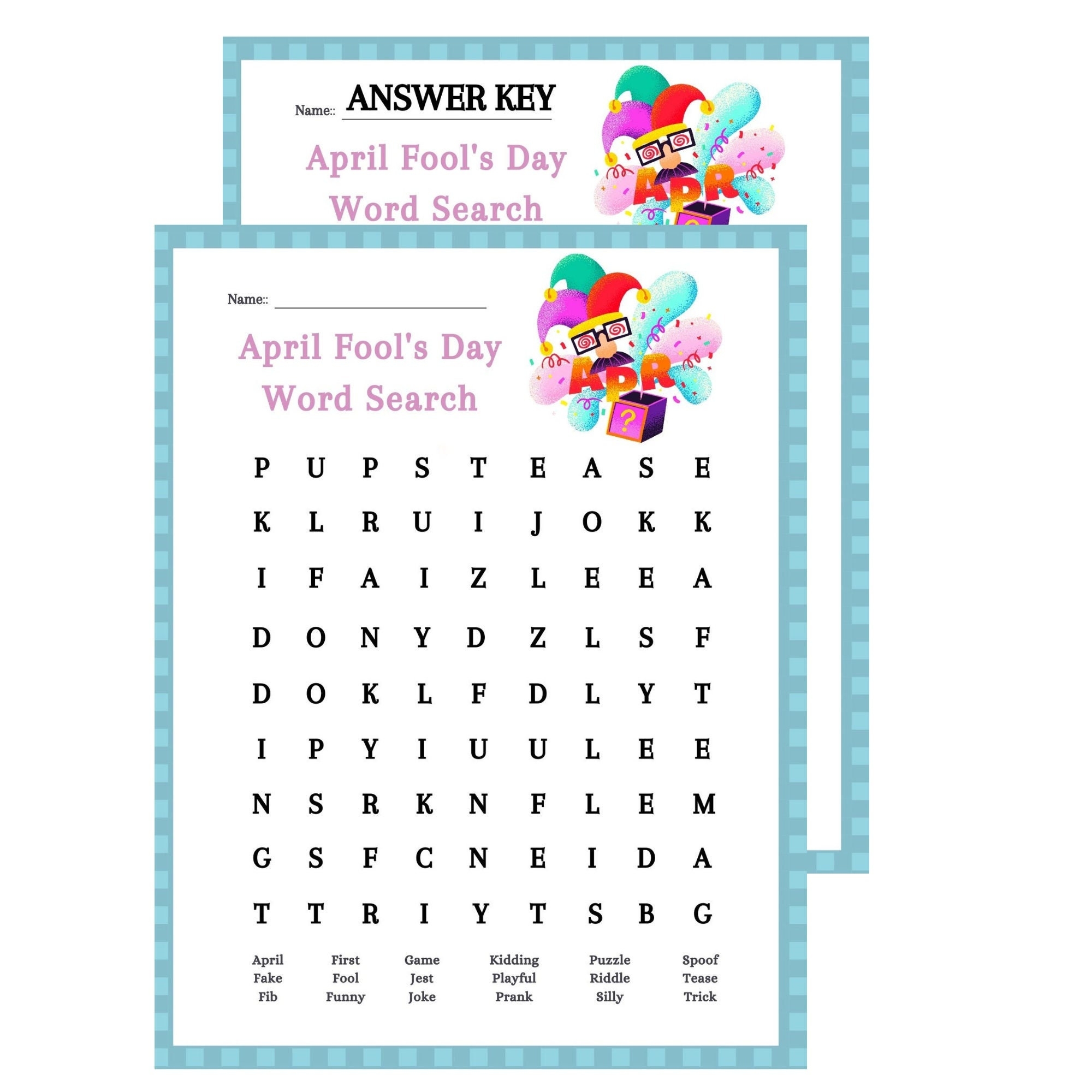 April Fool s Day PRANK Printable Word Search Puzzle And Answer Key Instant Download Print At Home Digital File Holiday Activity Party Game Etsy UK