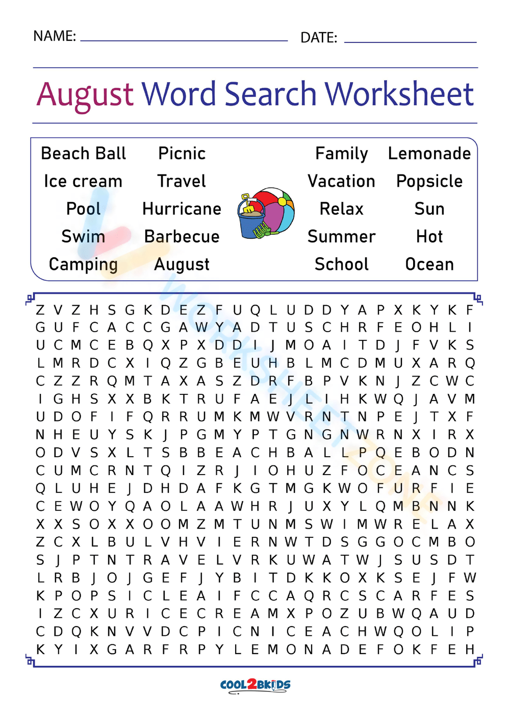 August Word Search