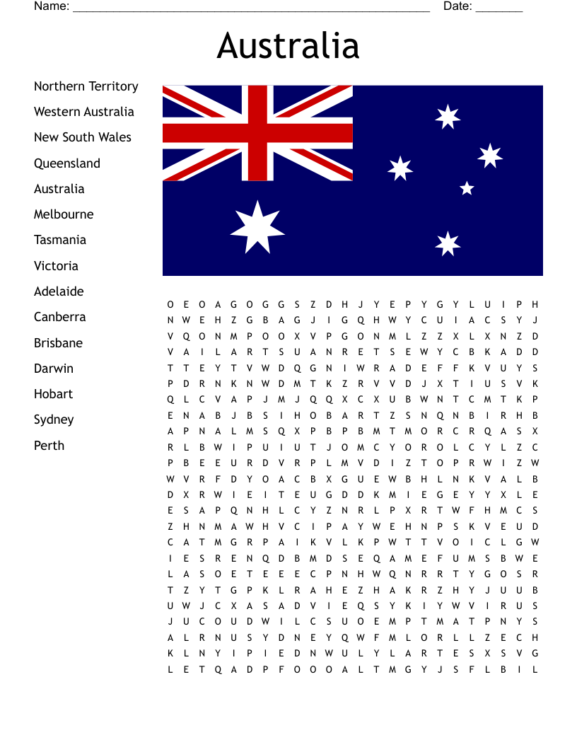 Australia Word Search WordMint