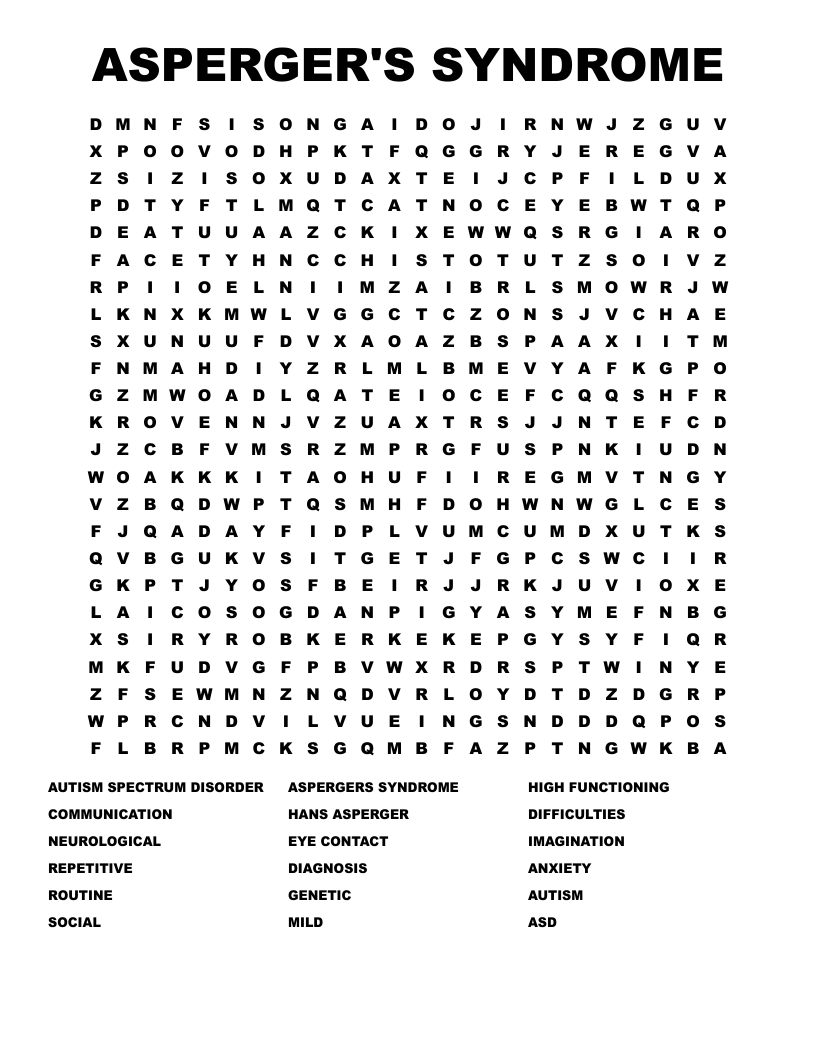 AUTISM Word Search WordMint