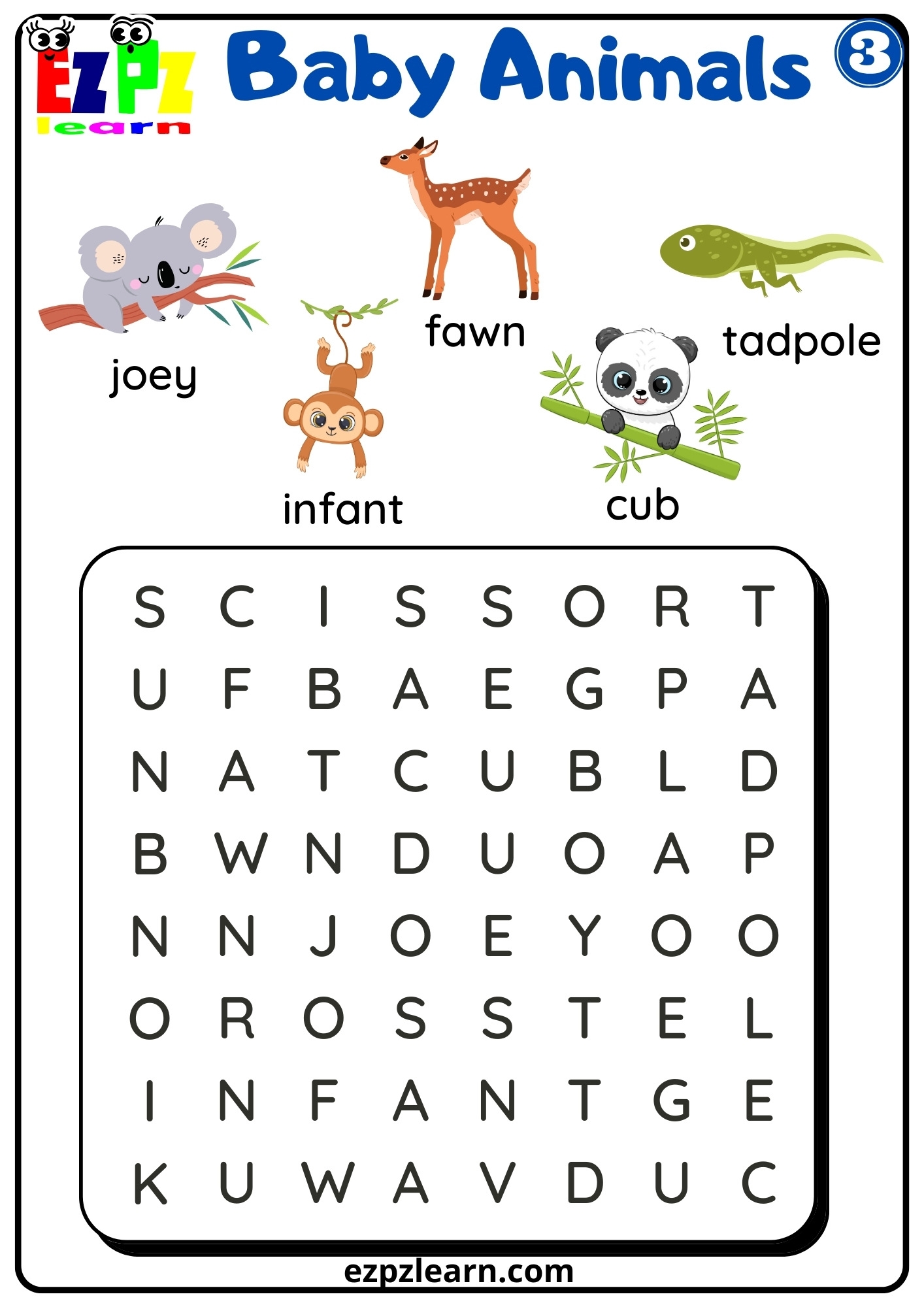 Kindergarten Word Search Printables