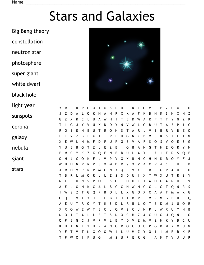 Black Holes Word Search WordMint