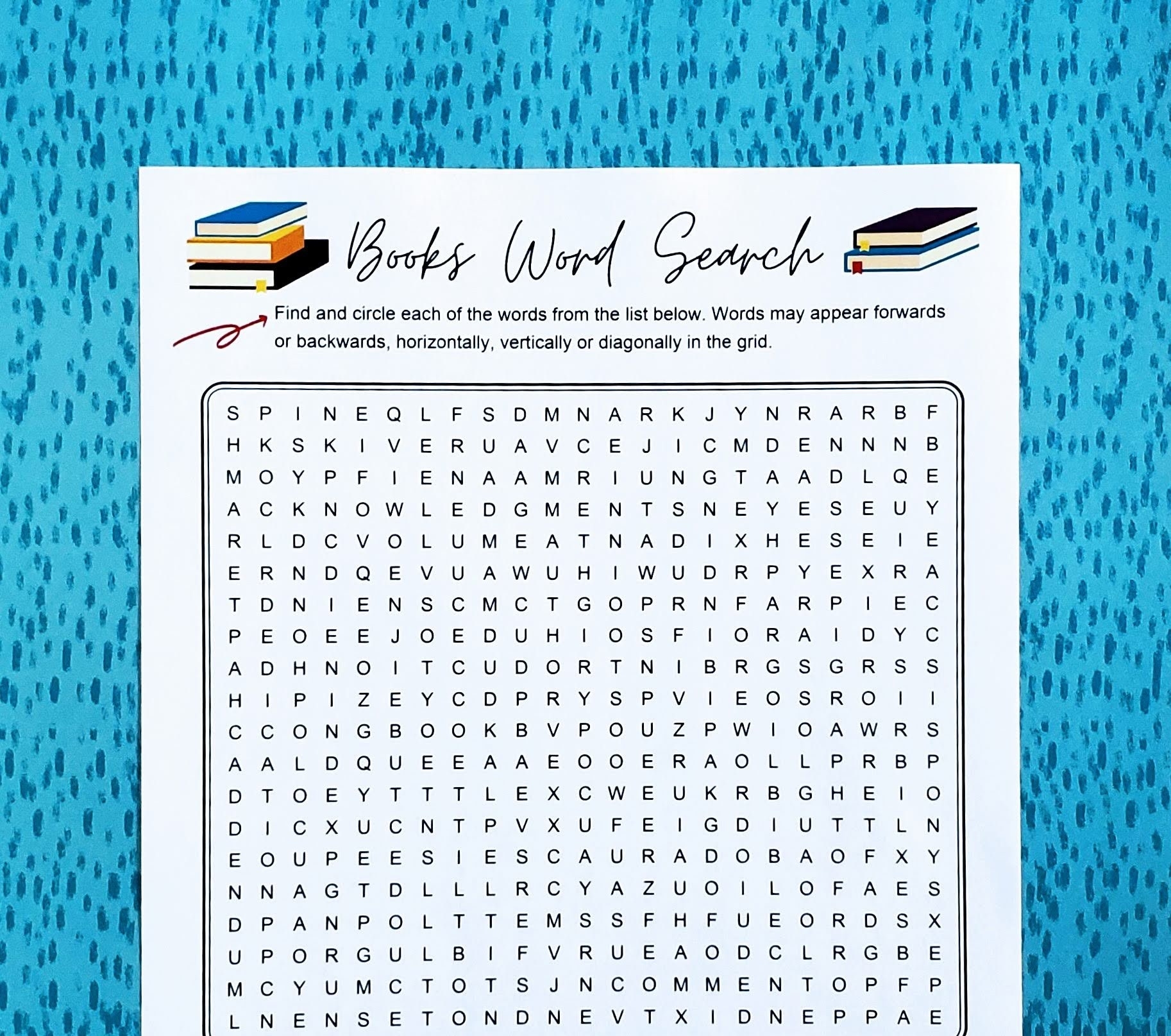 Books Printable Word Search Book Word Puzzle Party Game Brain 