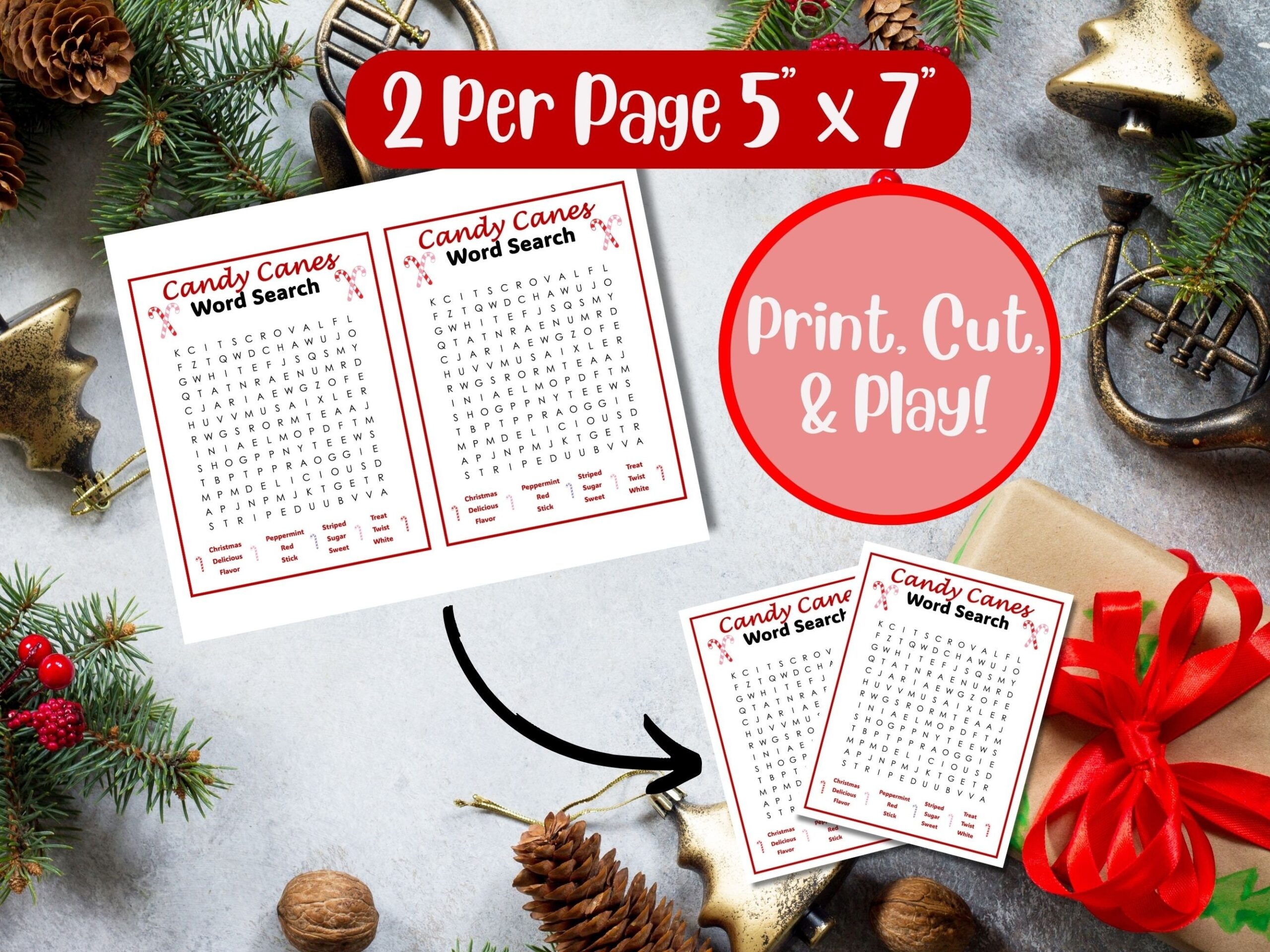 Candy Cane Word Search Printable