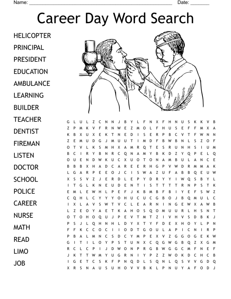 Career Day Word Search WordMint