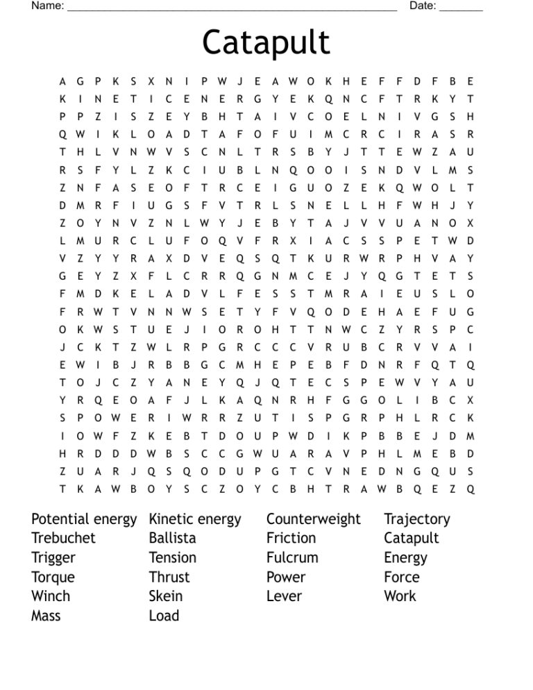 Catapult Word Search WordMint