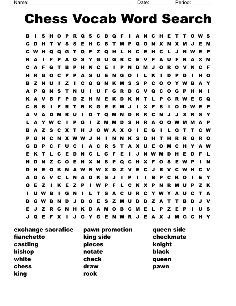 Chess Vocab Word Search WordMint