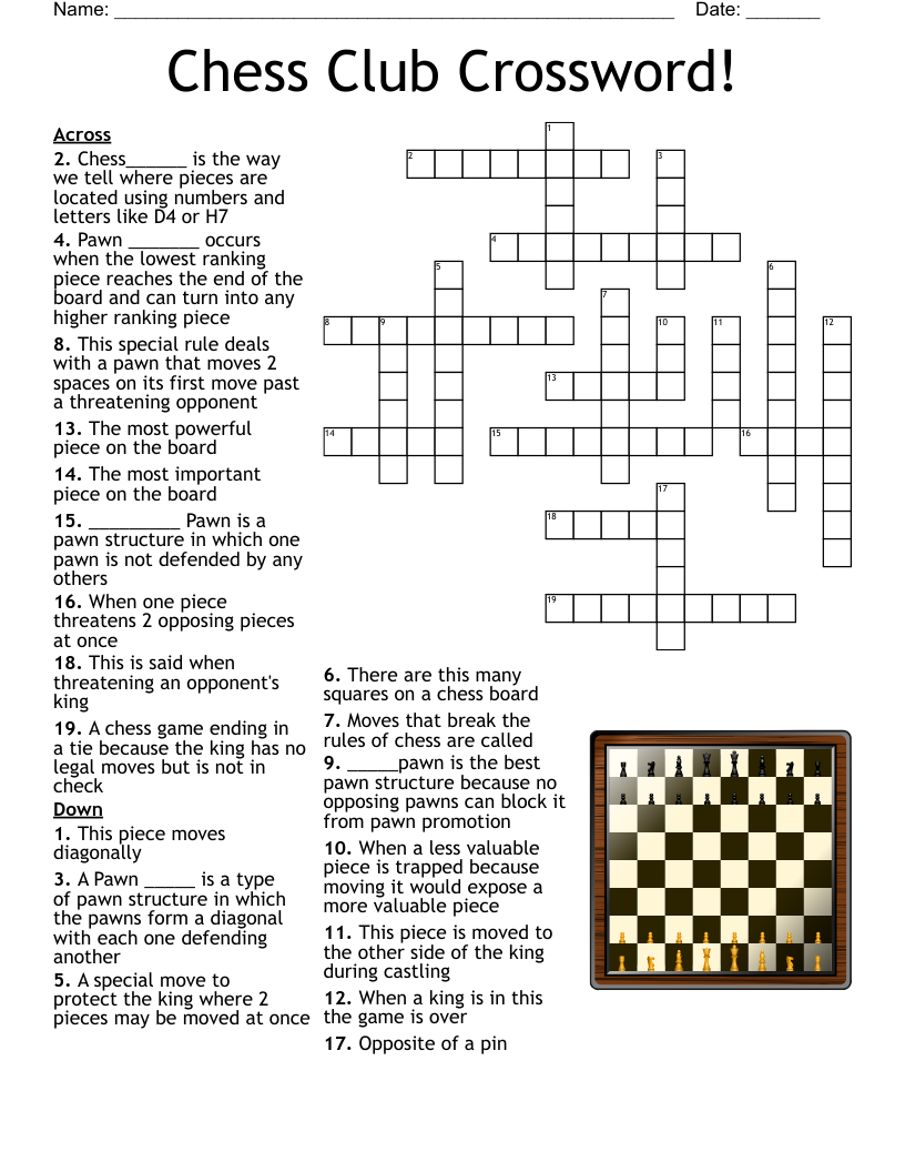 Chess Word Search Printable
