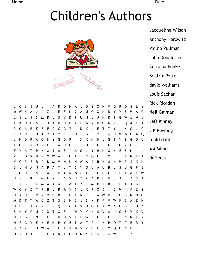 Children s Authors Word Search WordMint