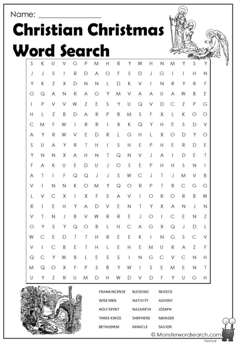 Christian Christmas Word Search Monster Word Search